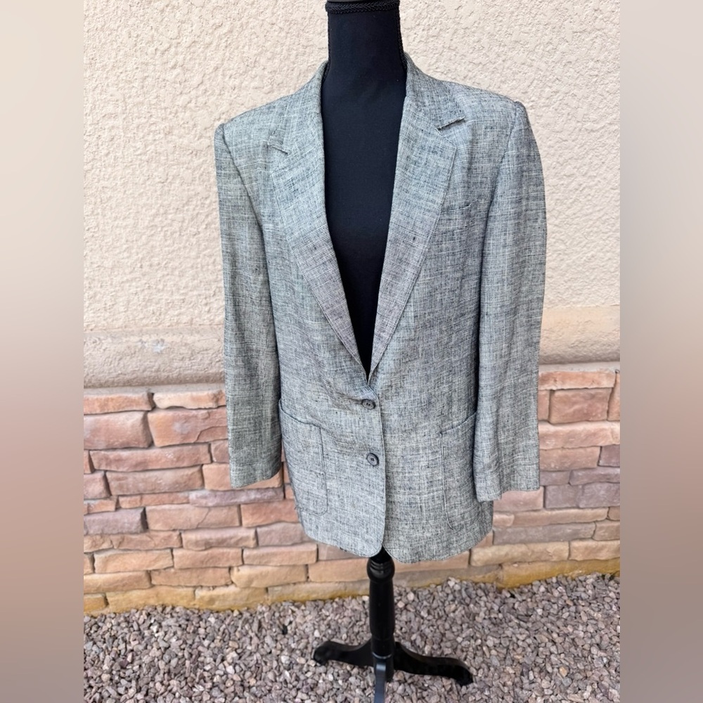 GUC Royal Silk Women’s Blazer Gray Silk Linen Cotton Blend Sz 10 Jacket
